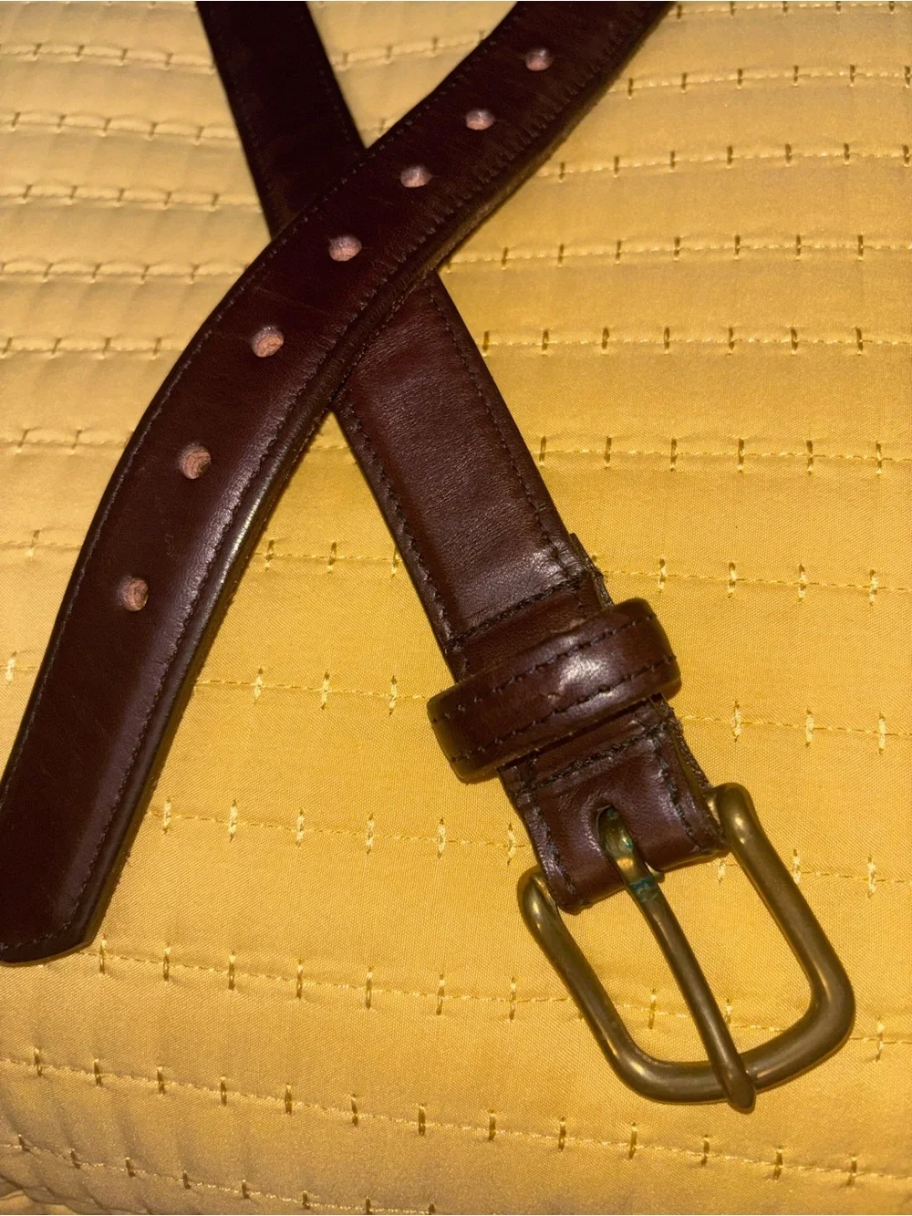 Boston Classic Men's Brown Leather Belt with Brass Buckle EUC size 44 USA Made